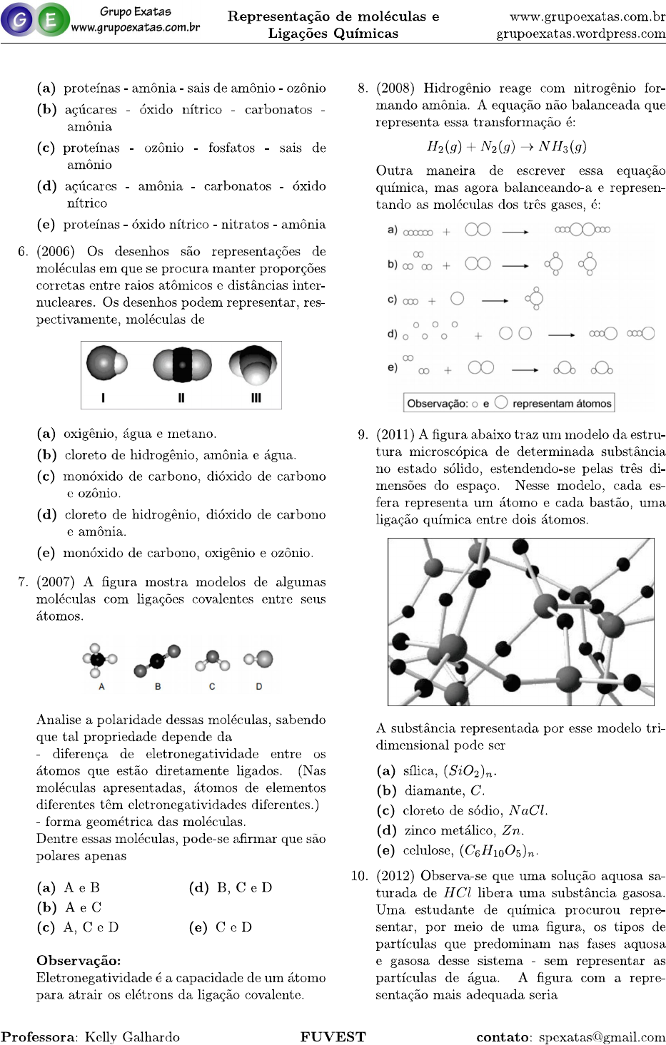 Exercicios De Ligação Quimica - FDPLEARN