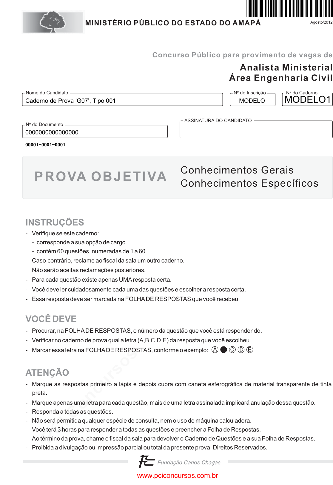 PDF) PROVAS Conhecimentos Gerais Conhecimentos Específicos