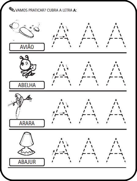 ALFABETO ILUSTRADO LETRAS PONTILHADAS PARA COBRIR COLORIR Educação Infantil