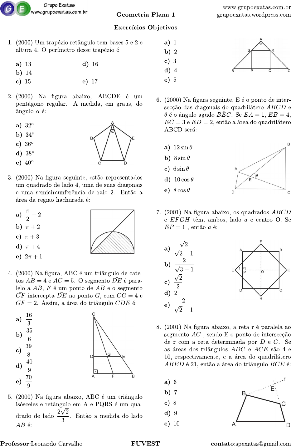 Geometria Plana Na FUVEST - 9 Anos - Matemática