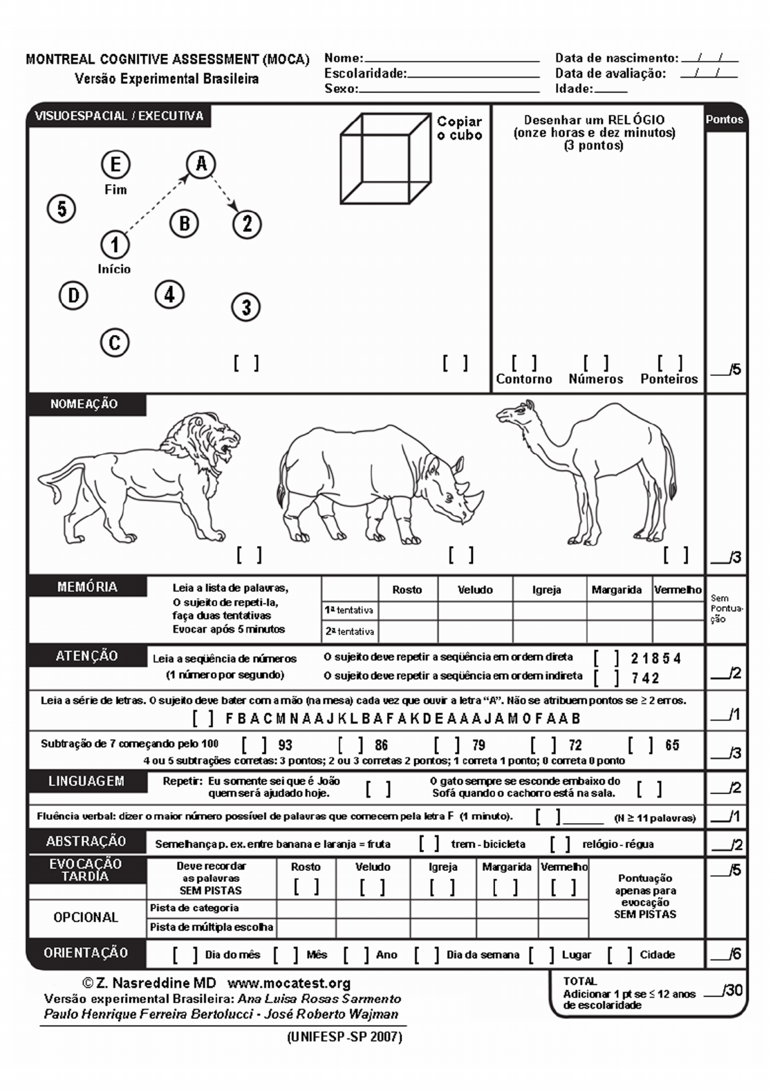 Montreal Cognitive Assessment Moca Avfiln