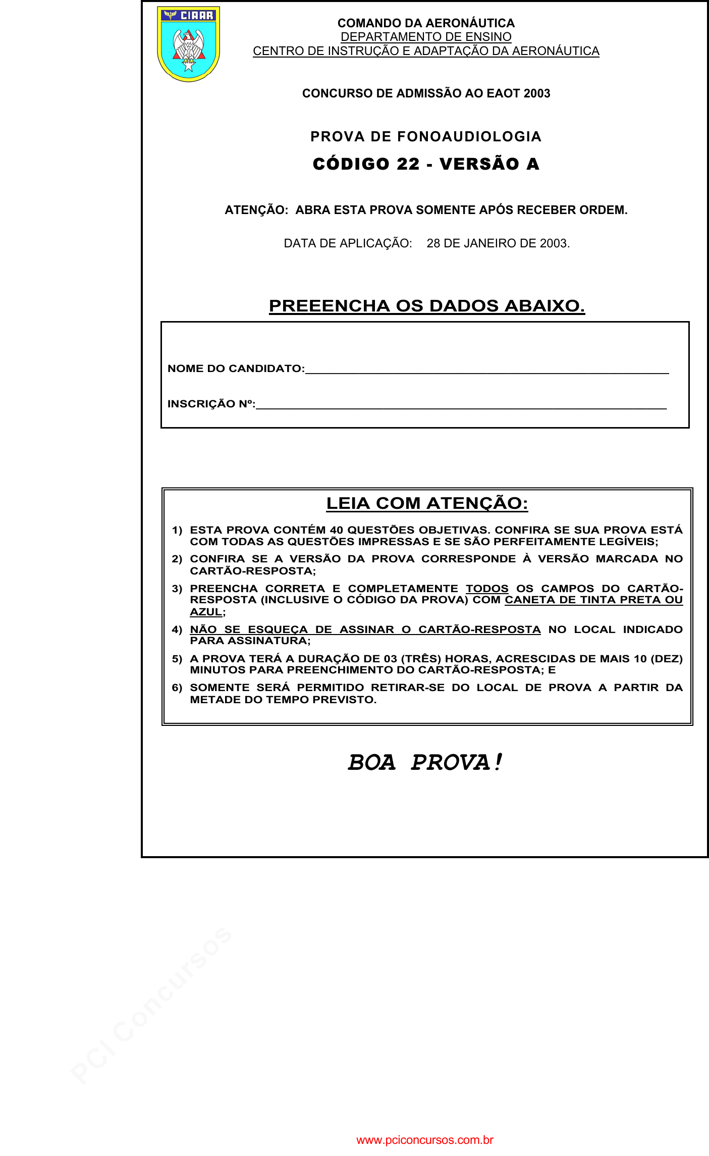 3ª Prova da Turma 703A, PDF