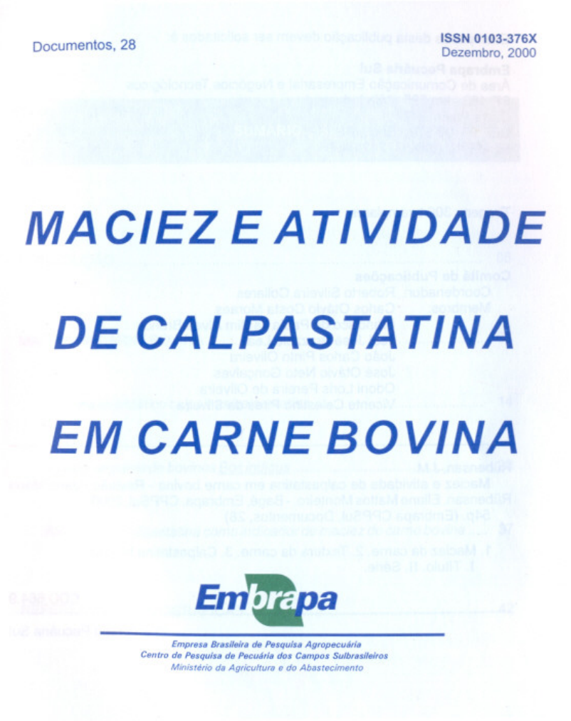 RÜBENSAM E MONTEIRO 2000 Maciez E Atividade De Calpastatina Em Carne ...