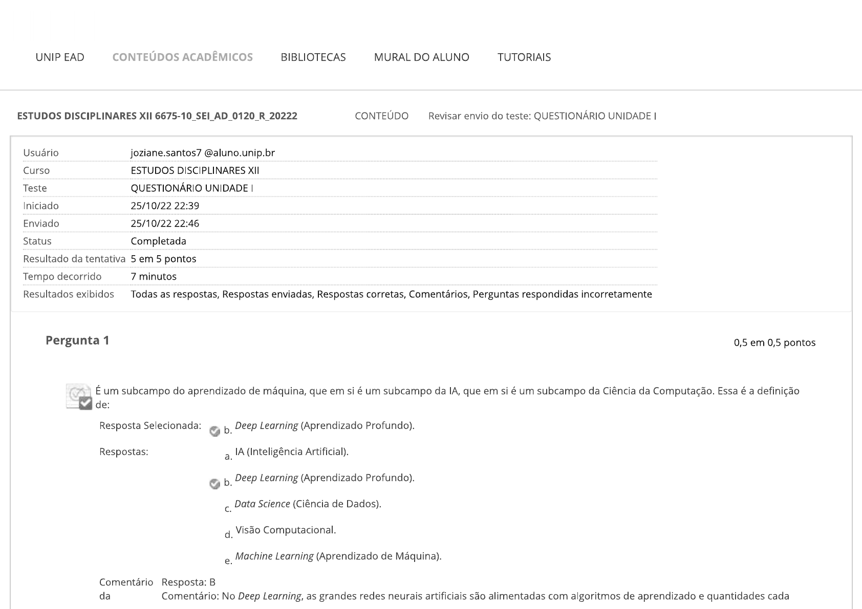 ESTUDOS DISCIPLINARES XII Questionario I - Estudos Disciplinares XII Unip