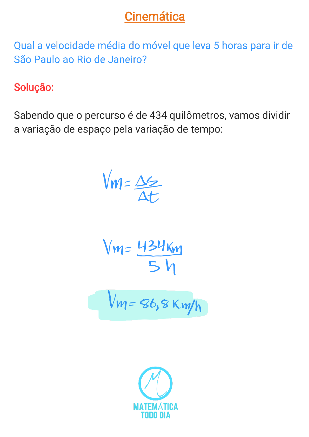 8 Lista de Fisica Velocidade Media