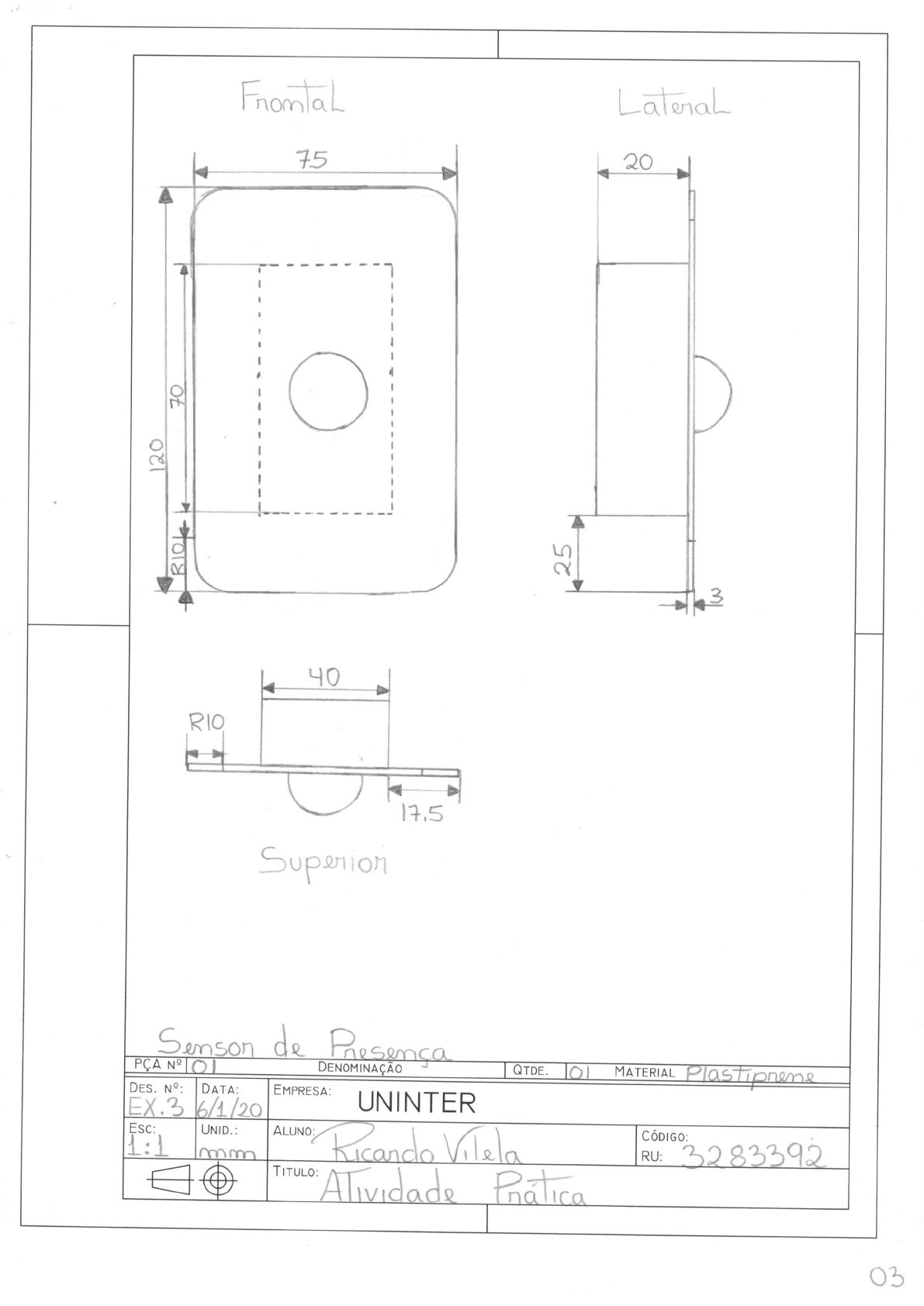 Atividade Prática 01 Desenho Técnico Desenho Técnico Uninter 7584