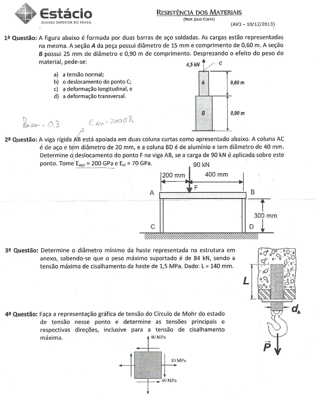 Compilação Provas Resmat Resistência Dos Materiais I 4641