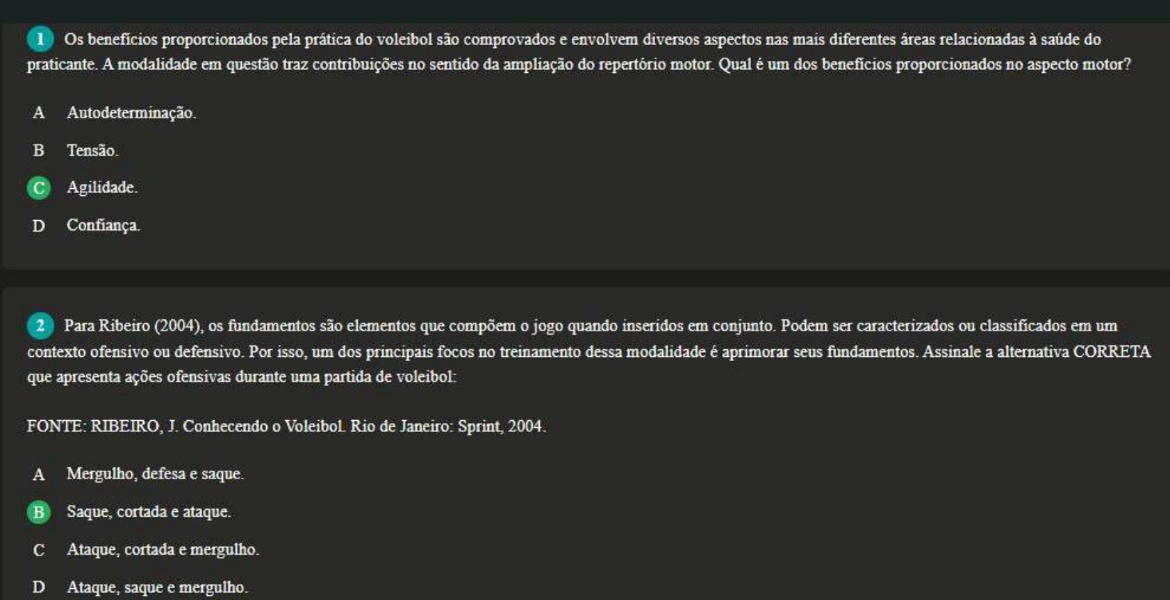 Avaliação Final Objetiva Metodologia Do Ensino De Voleibol Metodologia Do Ensino Do Voleibol