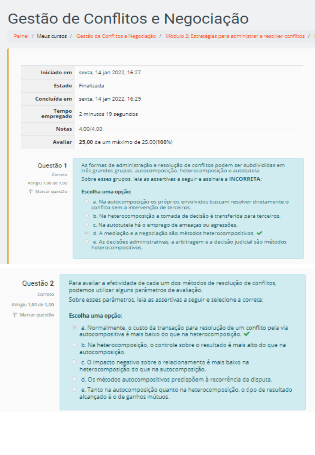 Avaliação 2 - Gestão De Conflitos E Negociação - Planejamento ...