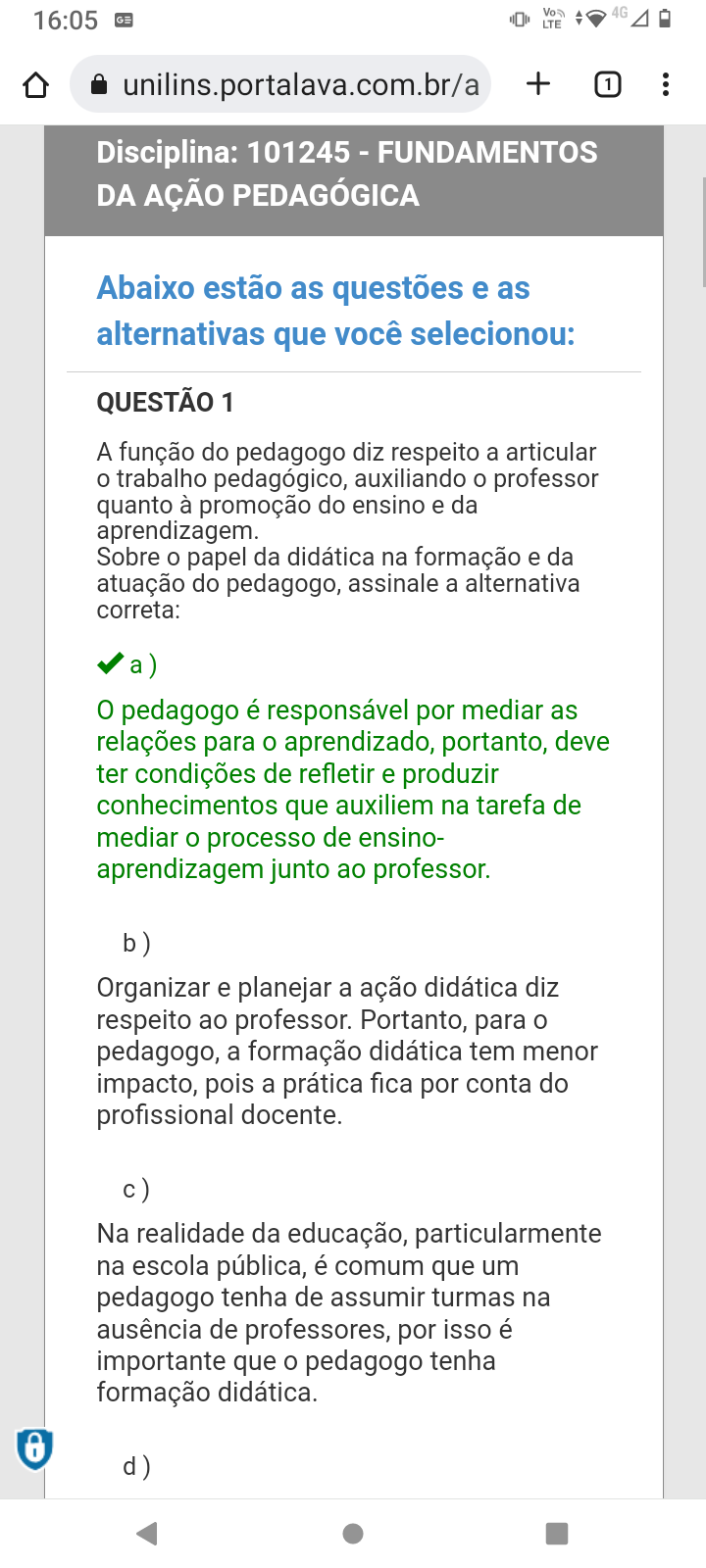 Fundamentos Da Ação Pedagogica - Pedagogia