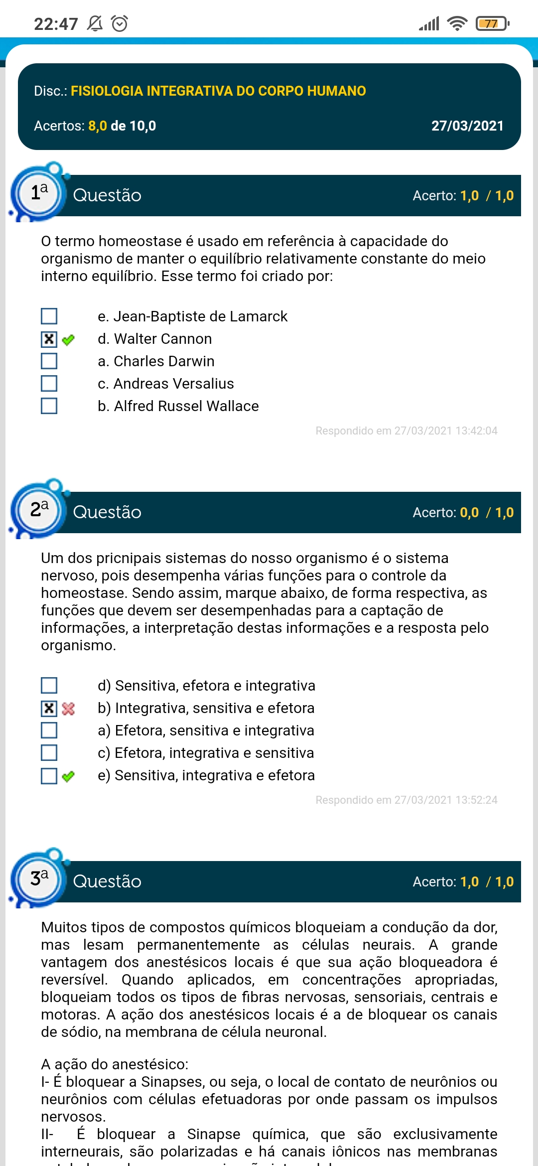 Simulado - Anatomia E Fisiologia Do Corpo Humano, Simiologia Médica ...