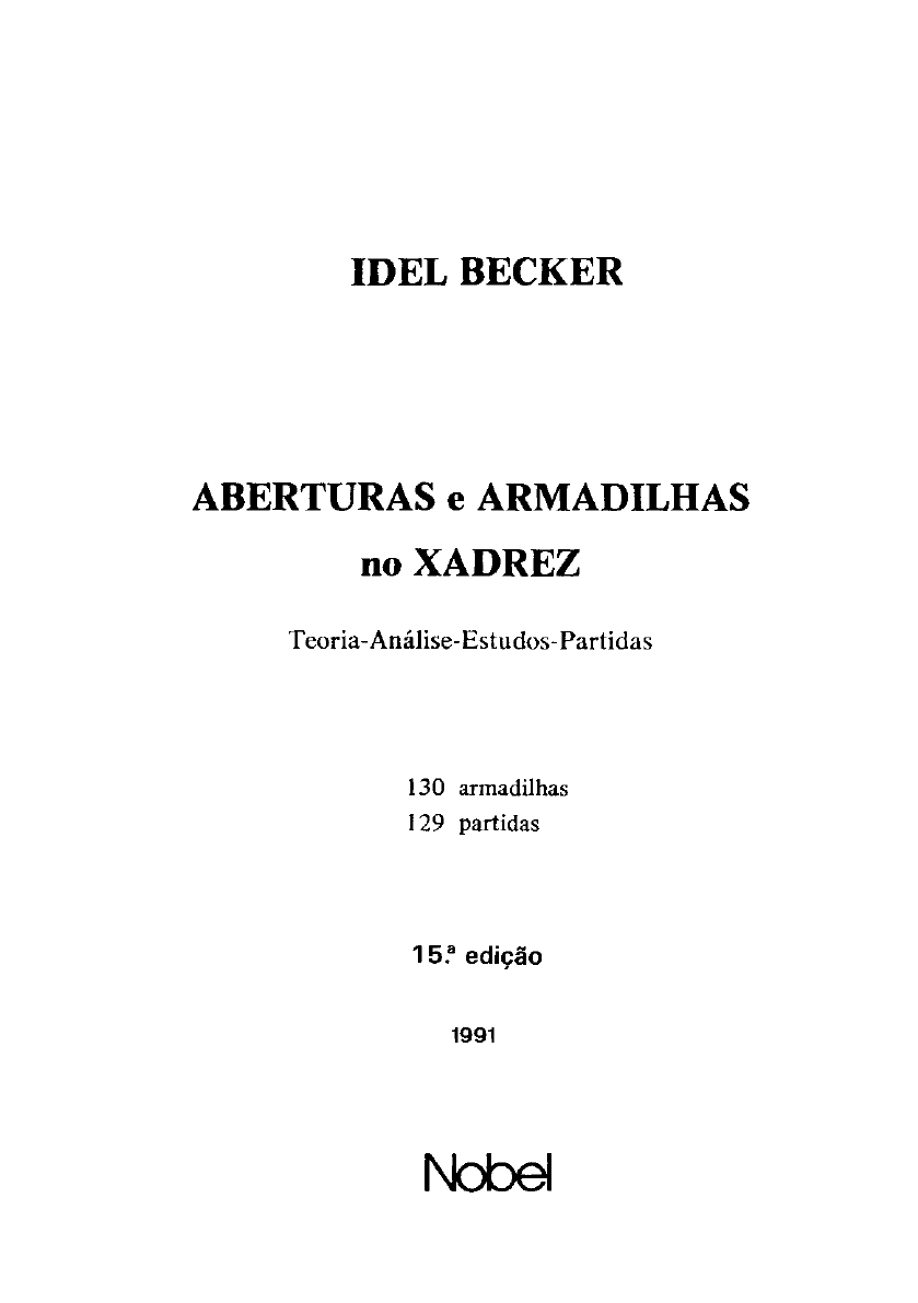 Livro: Aberturas e Armadilhas no Xadrez - Idel Becker