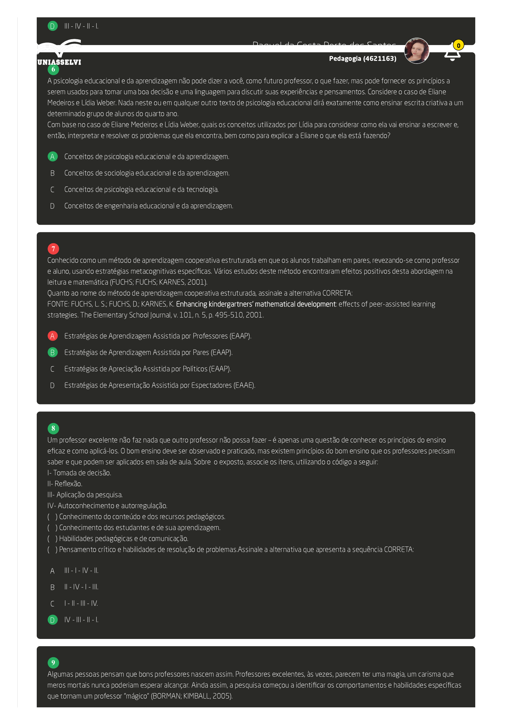 Avalia o 1 Psicologia da Educa o e da Aprendizagem Av1