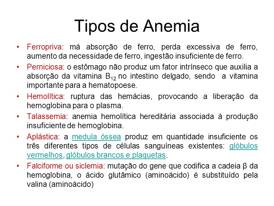 Tiposdeanemiaferropriva Máabsorçãodeferroperdaexcessivadeferroaumentoda 6211