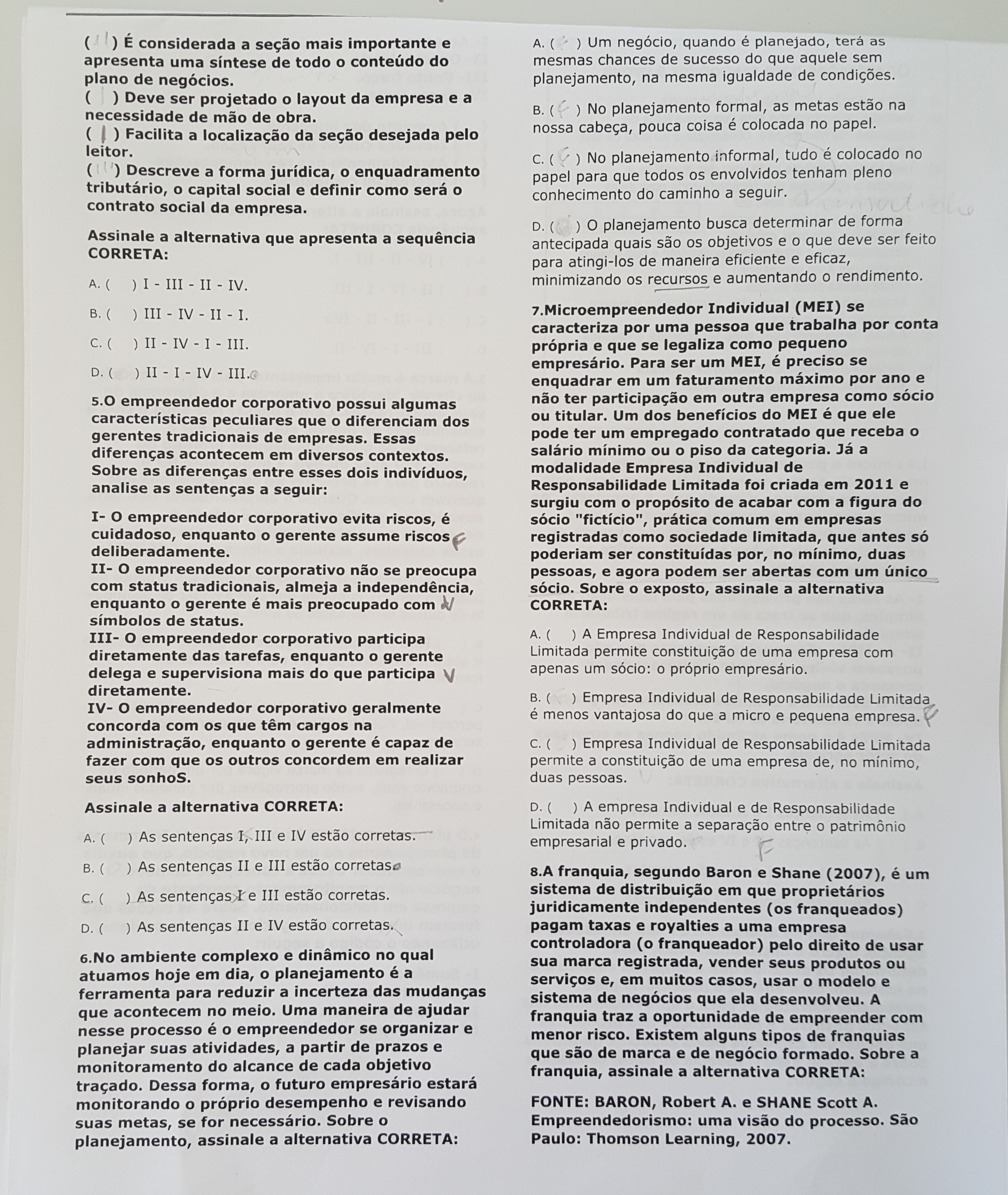 Prova Final Iii Empreendedorismo Parte 2 Empreendedorismo