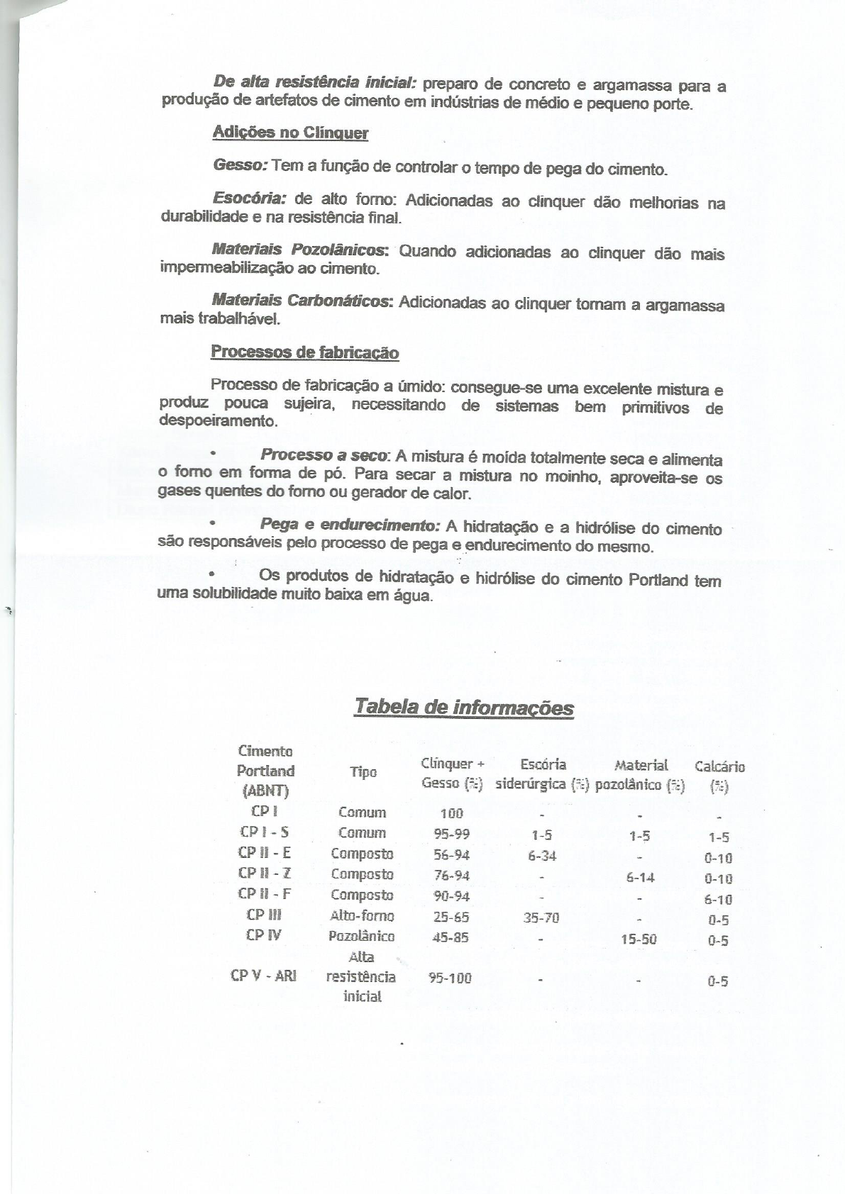 Cimento Portland - Química Geral I