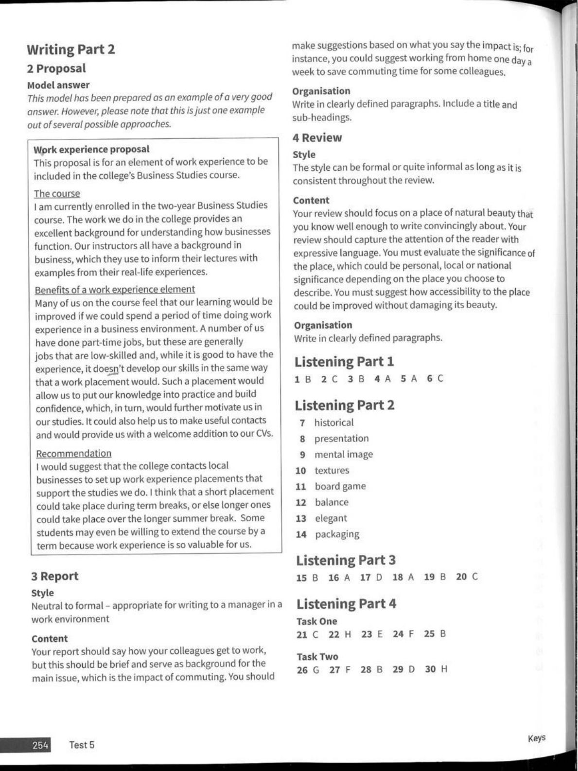 TEST 5 - ANSWER KEY - Inglês