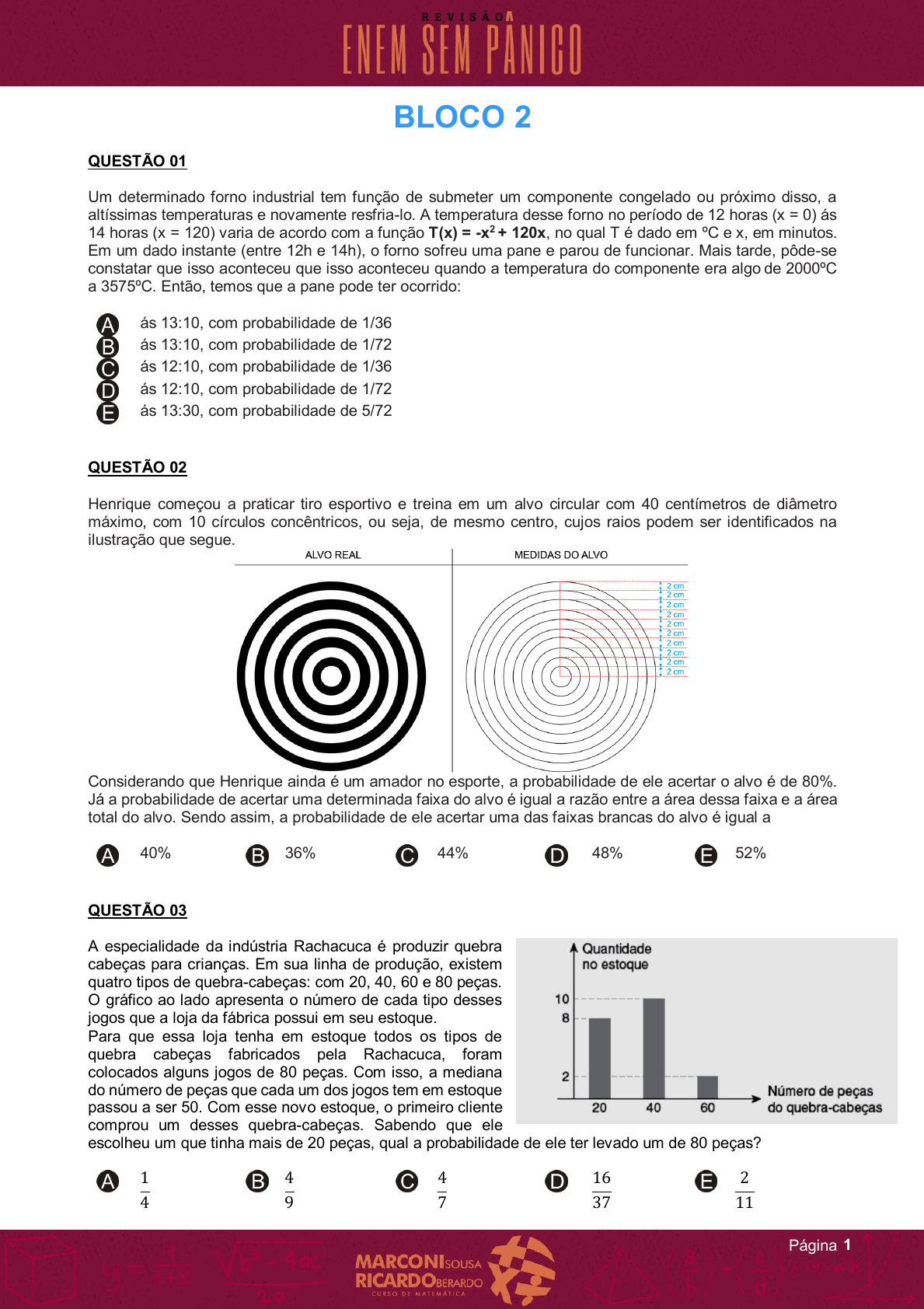 Exercícios de Probabilidade - I - Racha Cuca