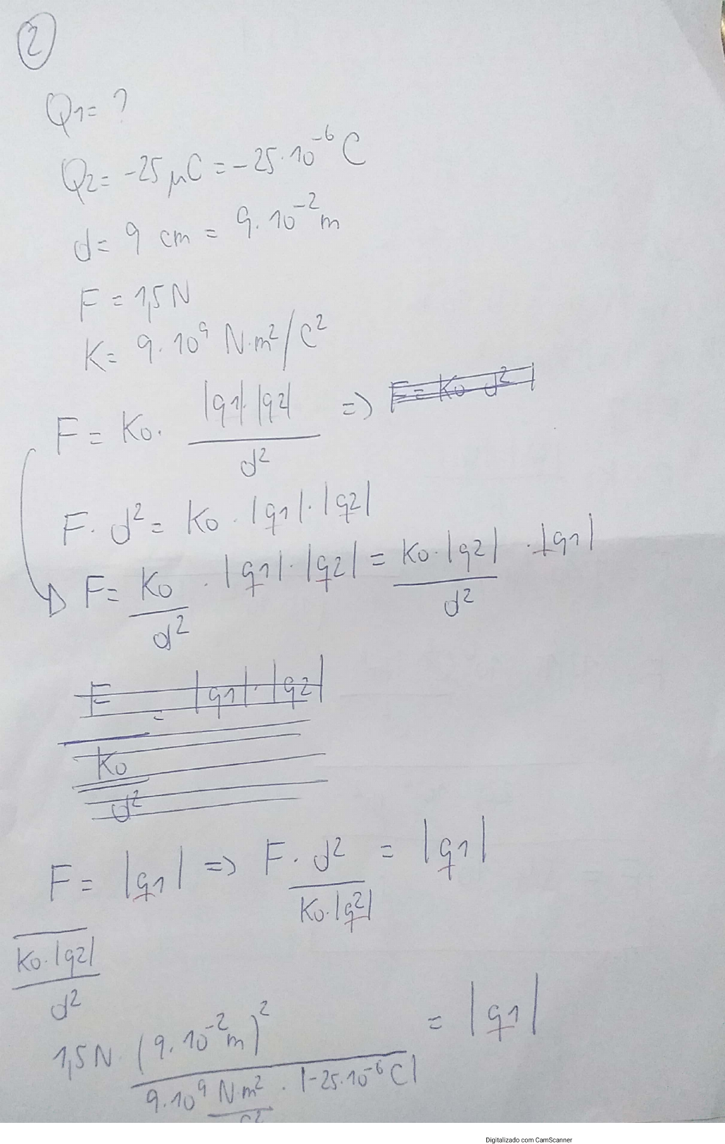 Exercícios Cargas Elétricas