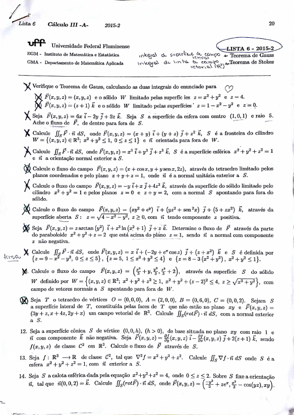 Calculo Iii Resolucao Da Lista 6 Gabarito Uff Calculo Iii