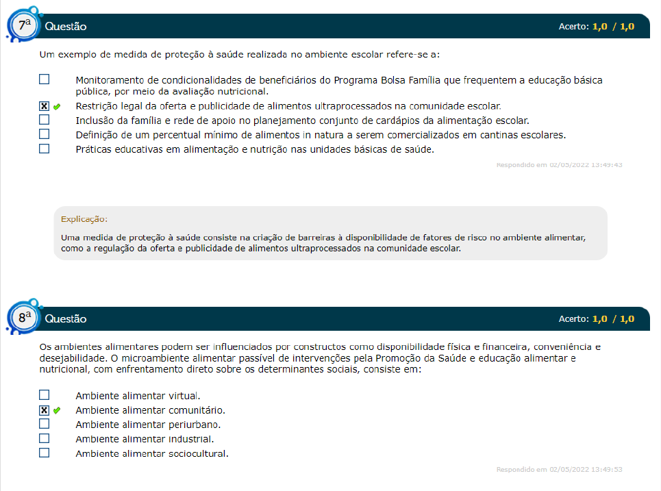 Simulado EDUCAÇÃO ALIMENTAR E NUTRICIONAL - Educação Alimentar E ...