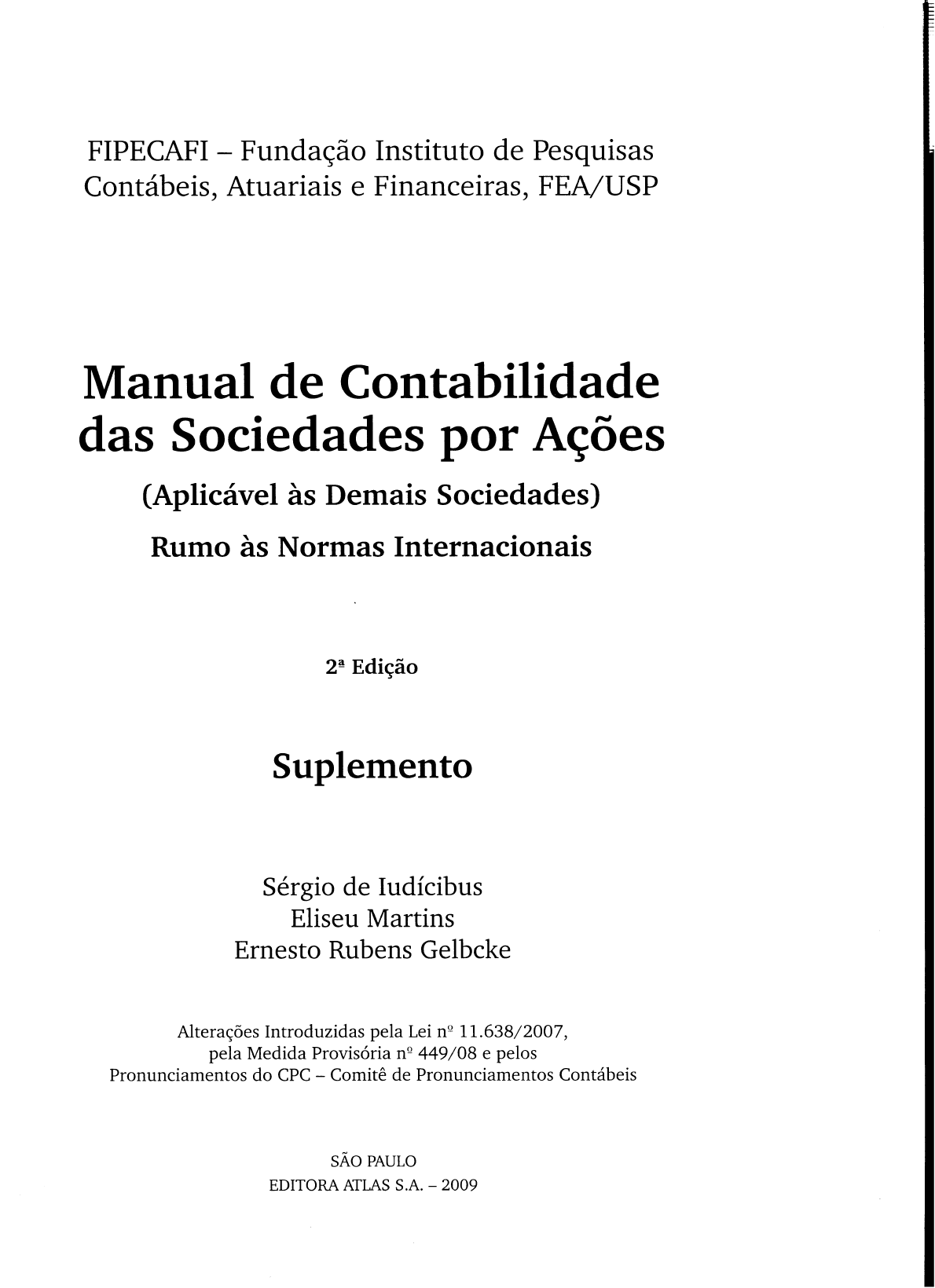 Manual de Contabilidade das Sociedades por Ações - FIPECAFI