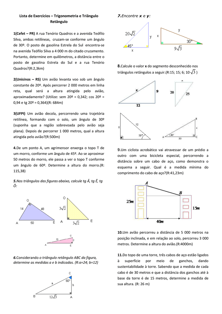 Exercícios de Trigonometria - Toda Matéria