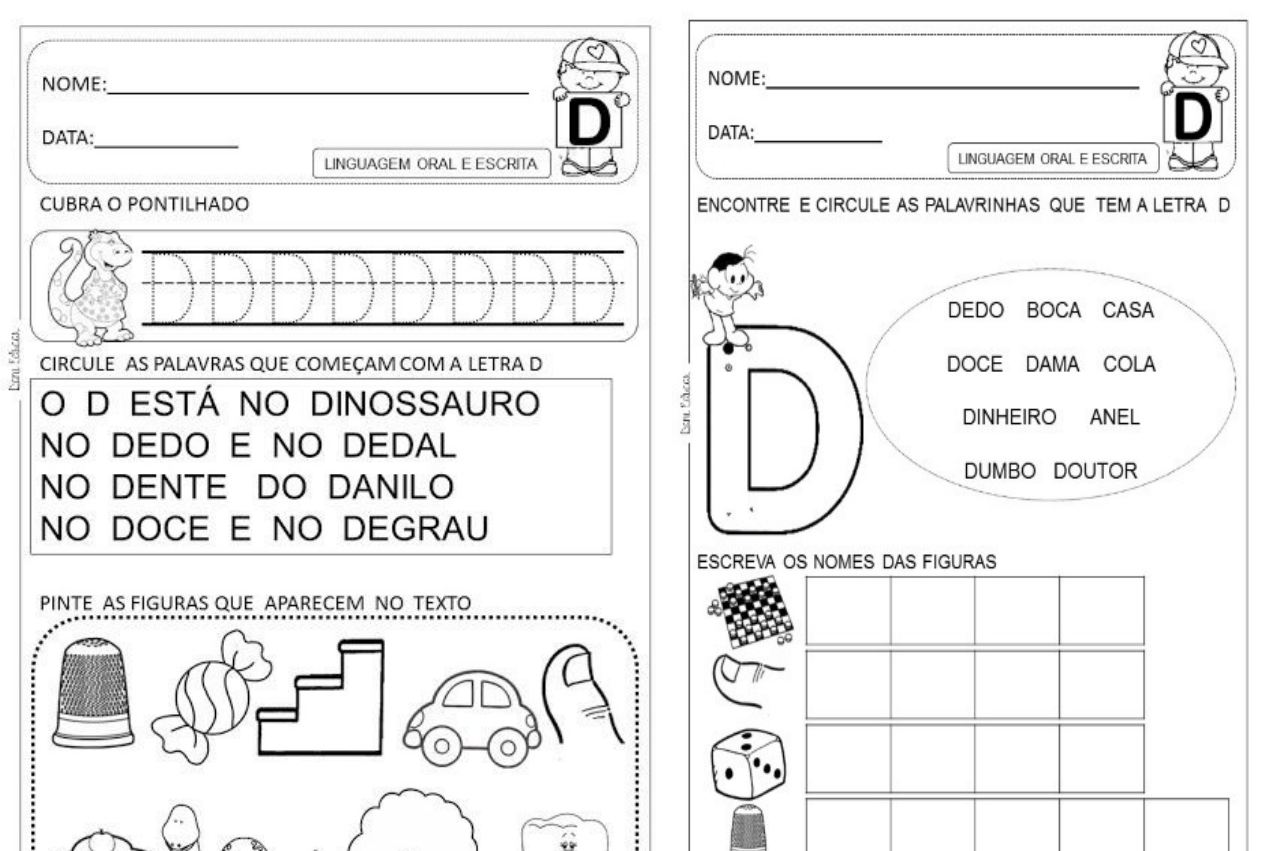 ATIVIDADE LETRA D - Pedagogia Letramento