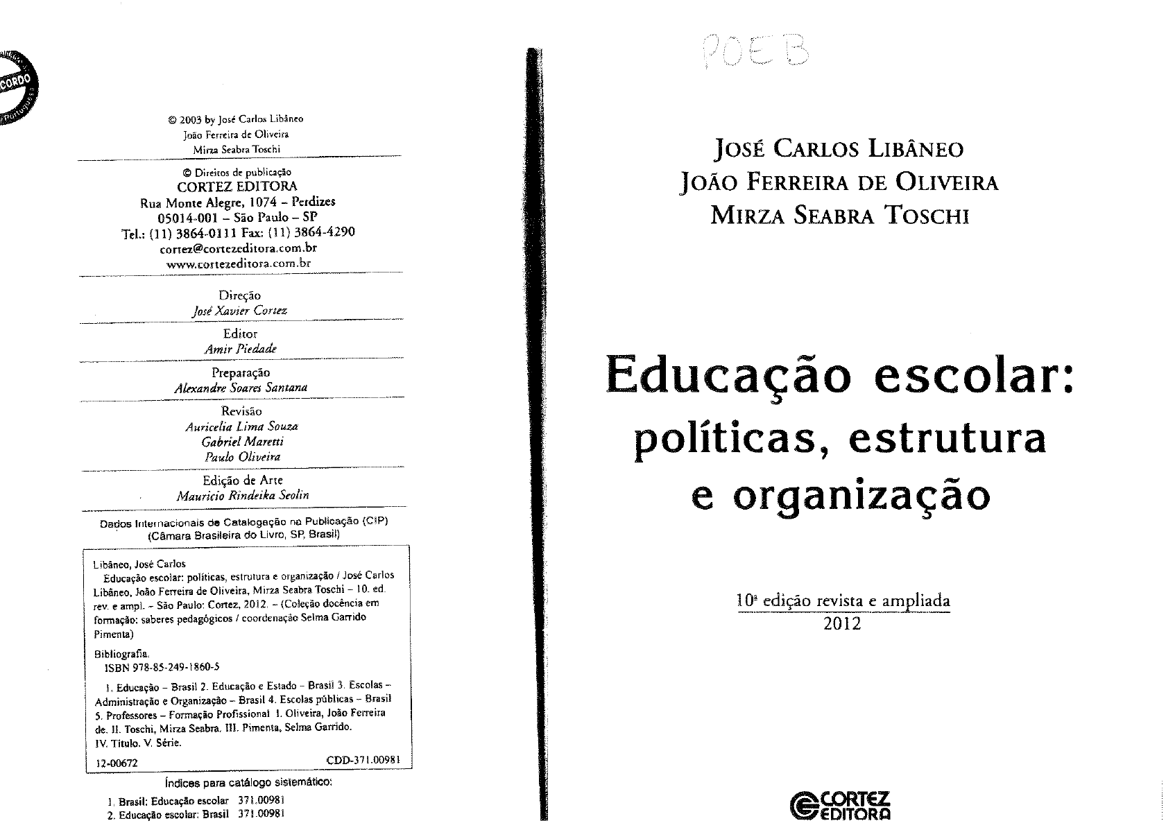 Texto Ed. Escolar Politicas, Estrutura E Organização - Pedagogia