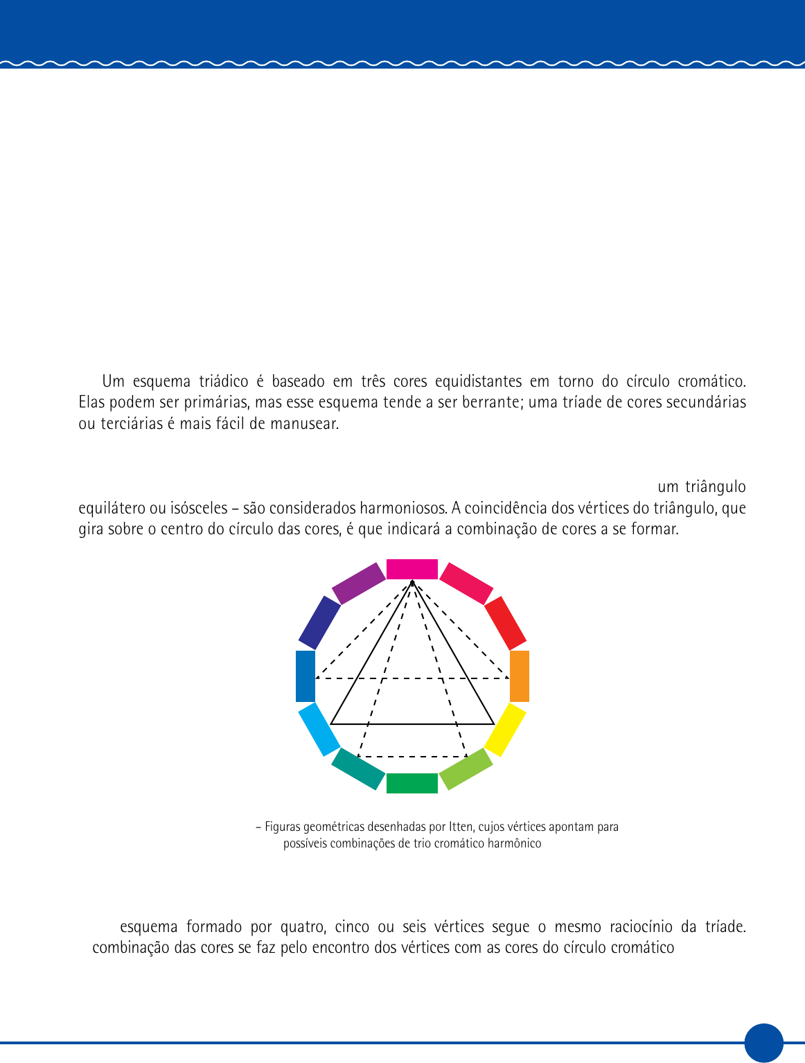 À esquerda: Circulo cromático evidenciando as cores complementares e