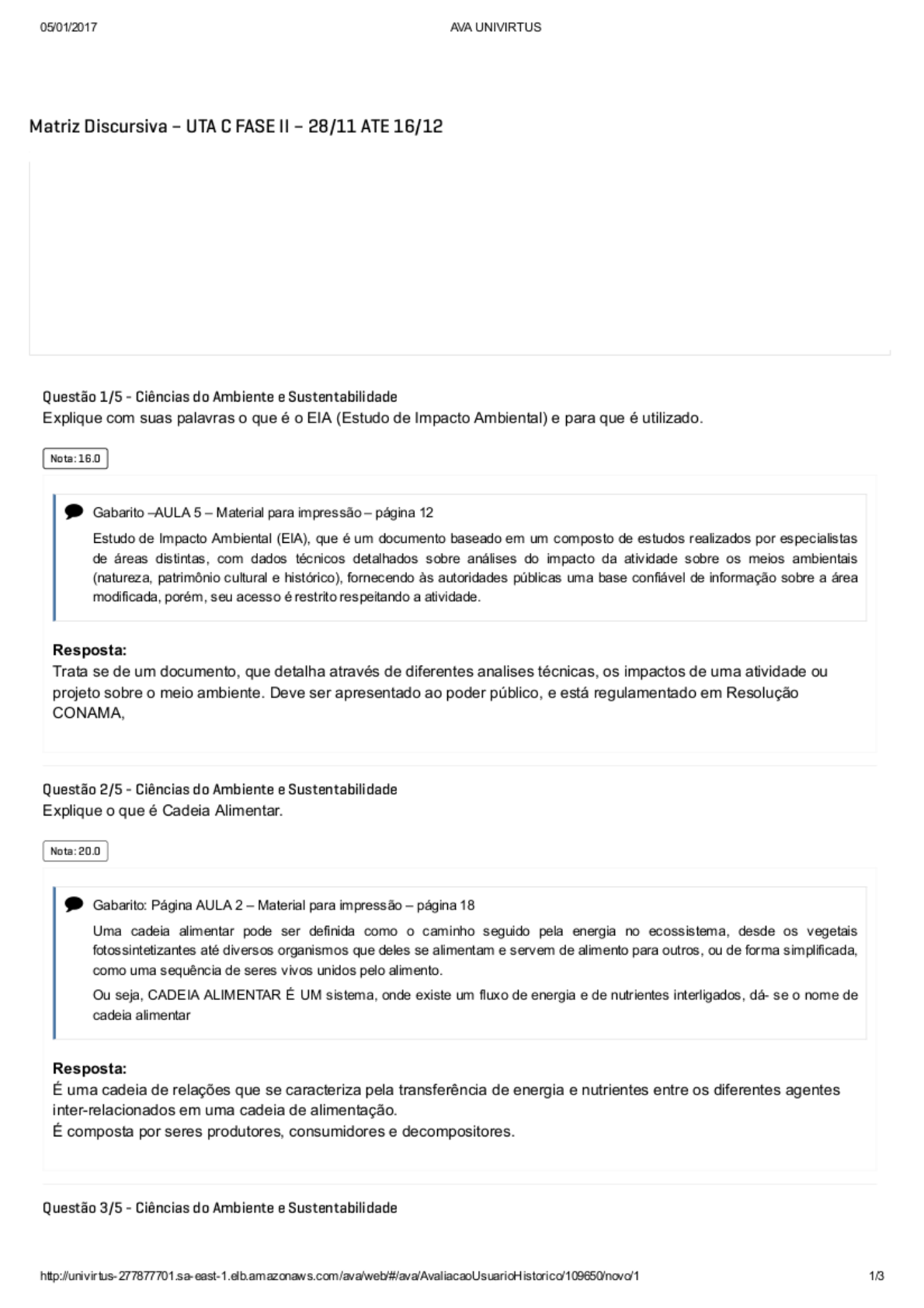 Prova Meio Ambiente e Sustentabilidade - UNIESP - 20212, Provas Sociedade  e Meio Ambiente