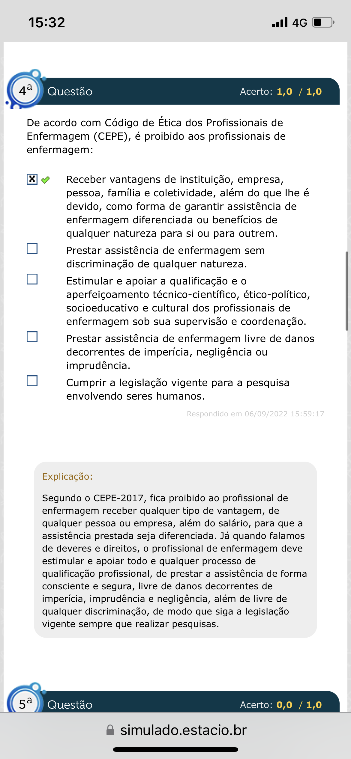 Simulado Ética e Legislação Ética e Legislação