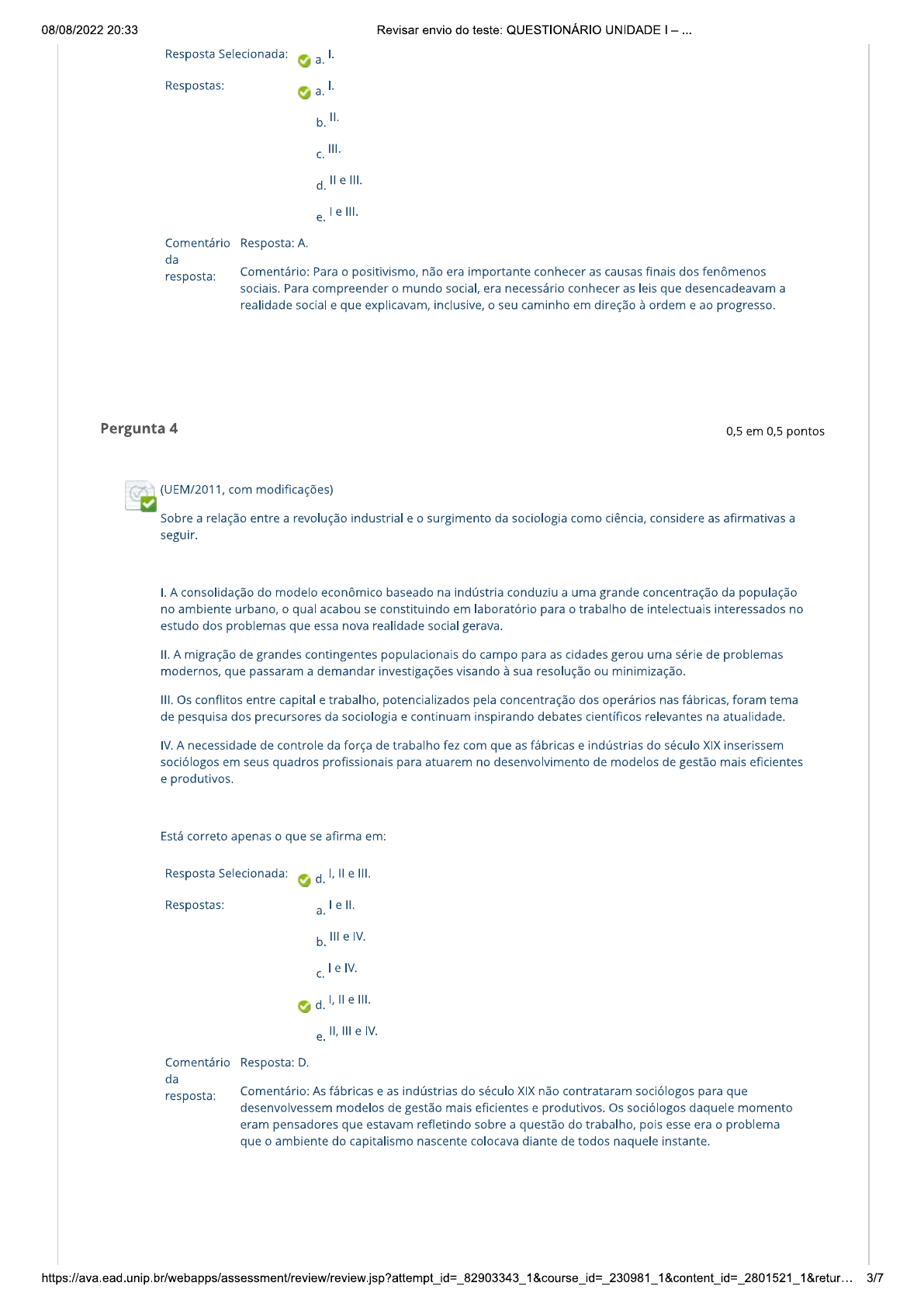 Questionario Unidade I - Ciências Sociais - Ciências Sociais