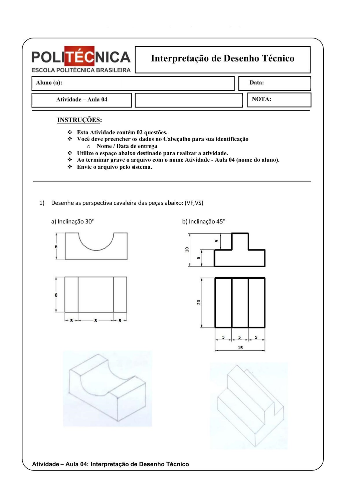 Atividade De Envio 01 - Interpretação De Desenho Técnico - Leitura E ...