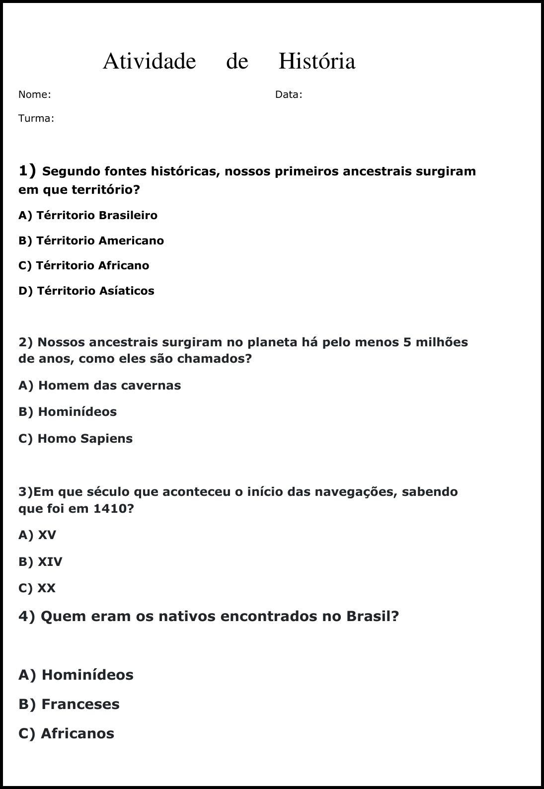 História nível 5 ano