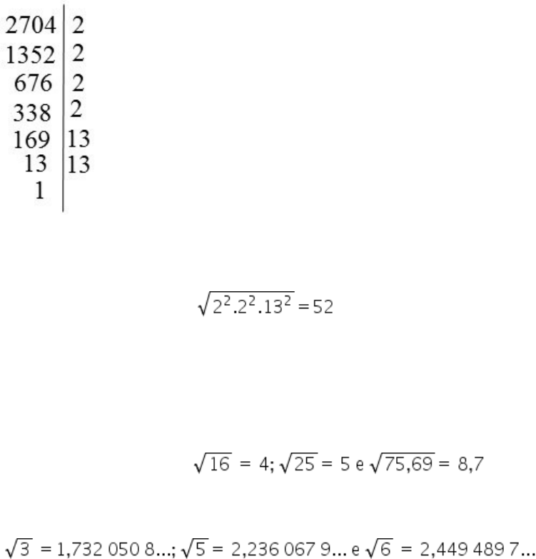 Calculo de quadrados e raizes quadradas