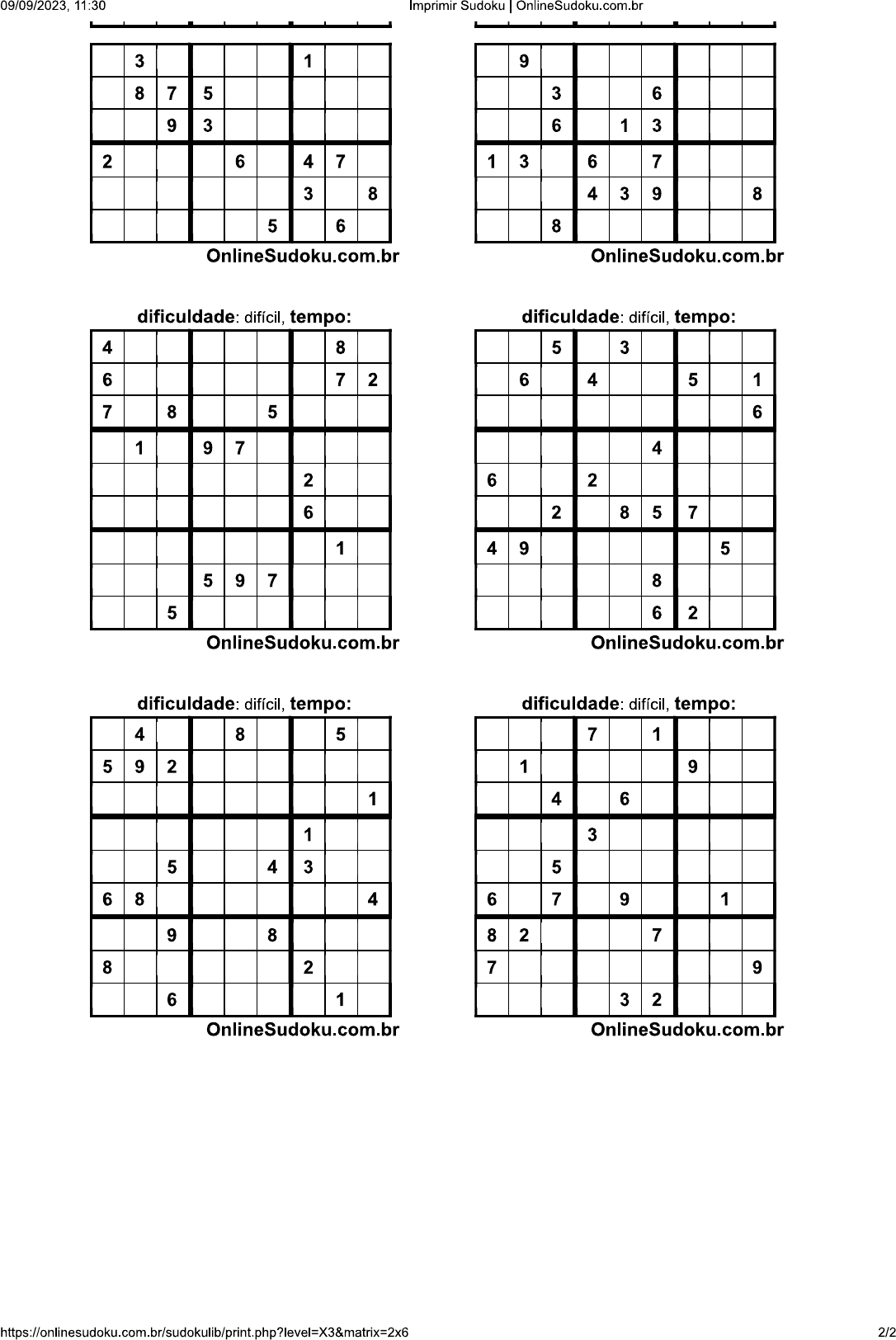 sudoku difícil 2x6 - Matemática