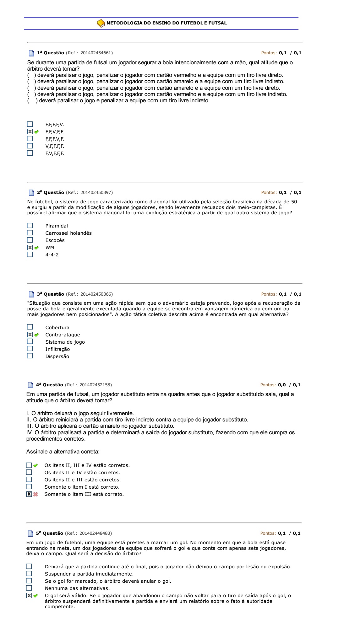 futsal prova 2° semestre educação física - dionísio - estacio FIC