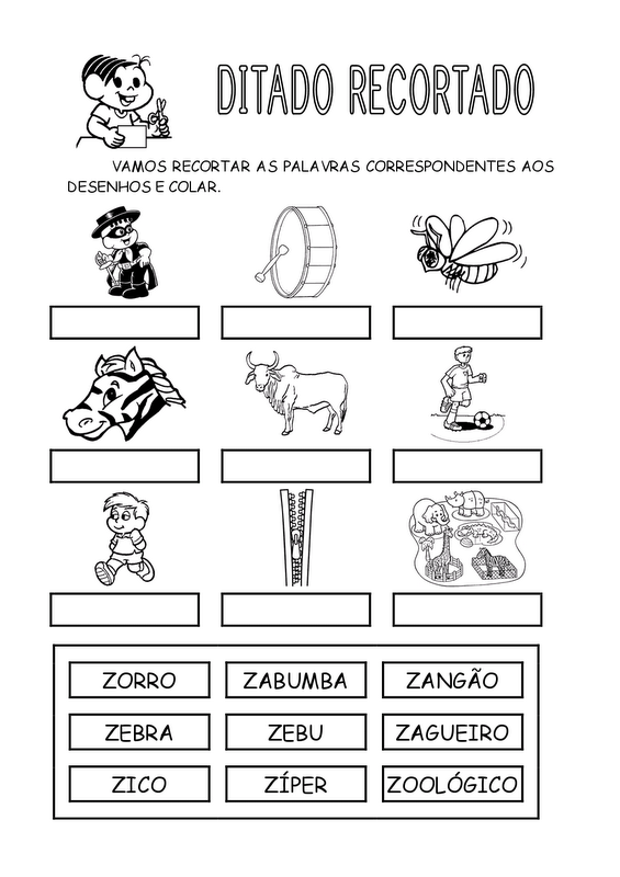 Ditado Recortado: Tem na Escola worksheet