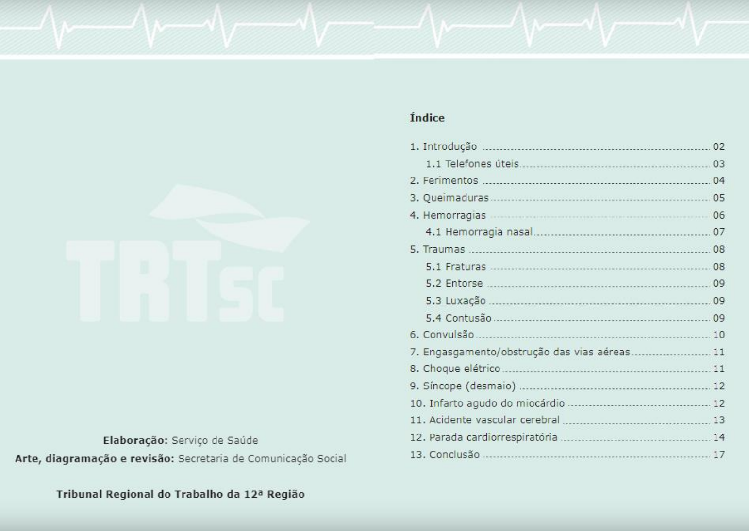 Cartilha de Primeiros Socorros by TRT-SC - Issuu