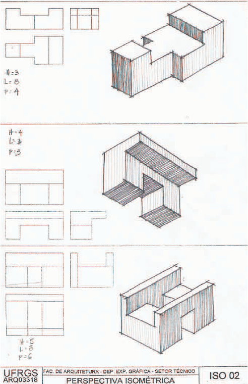 Exercícios com gabarito - Desenho Técnico - perspectivas Isométrica e ...
