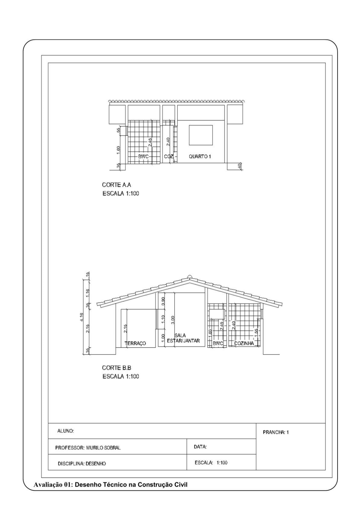 Atividade de Envio 01 - Desenho Técnico na Construção Civil - Desenho ...