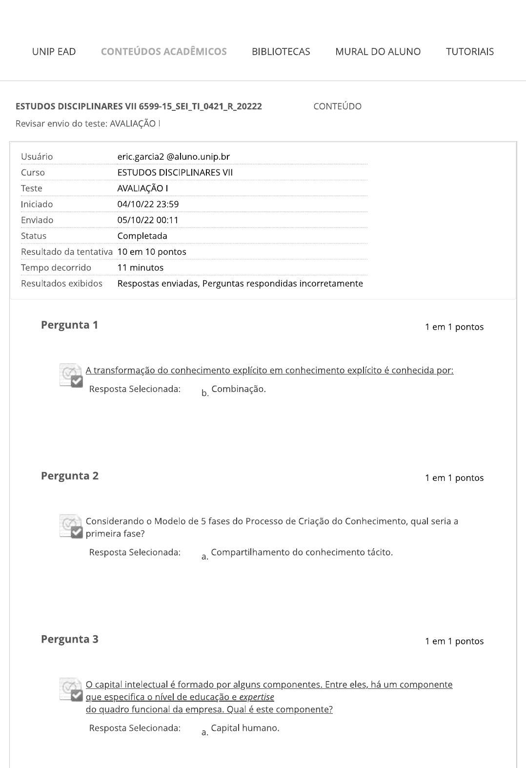 AVALIAÇÃO ESTUDOS DISCIPLINARES VII - Estudos Disciplinares VII Unidade