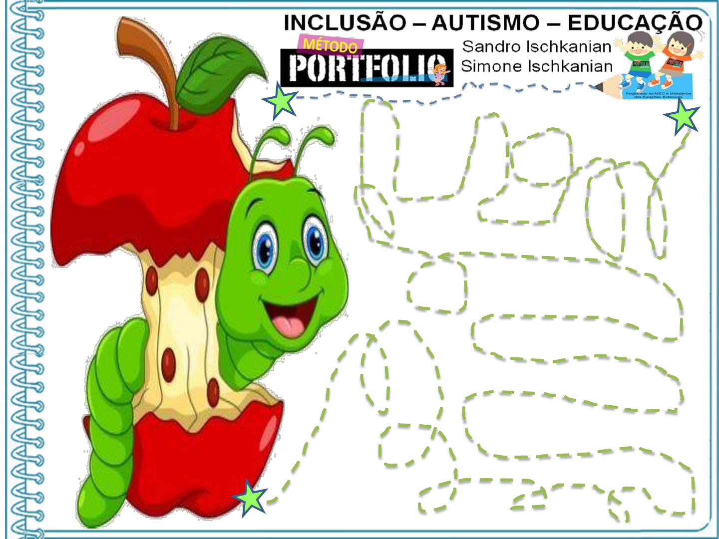 RECURSO PEDAGÓGICO - BICHO DA MAÇÃ ( COORDENAÇÃO MOTORA ALINHAVO) 