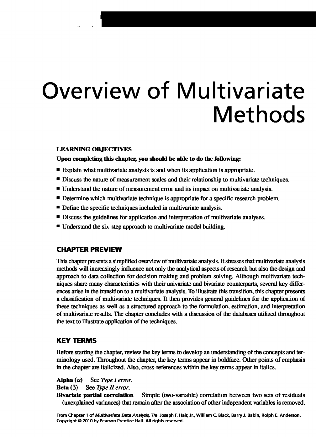 Multivariate Data Analysis, 7th Edition - Estatística Experimental