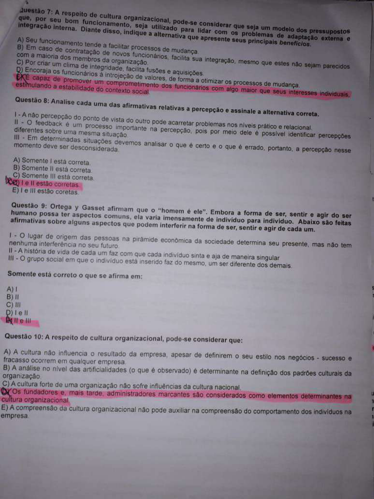 Prova Comportamento Humano Nas Organizações Prova Unip Adm 201 1210