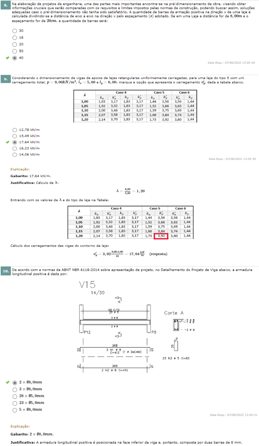 Prova, Teste, E AV ESTRUTURA DE CONCRETO - Concreto Armado I