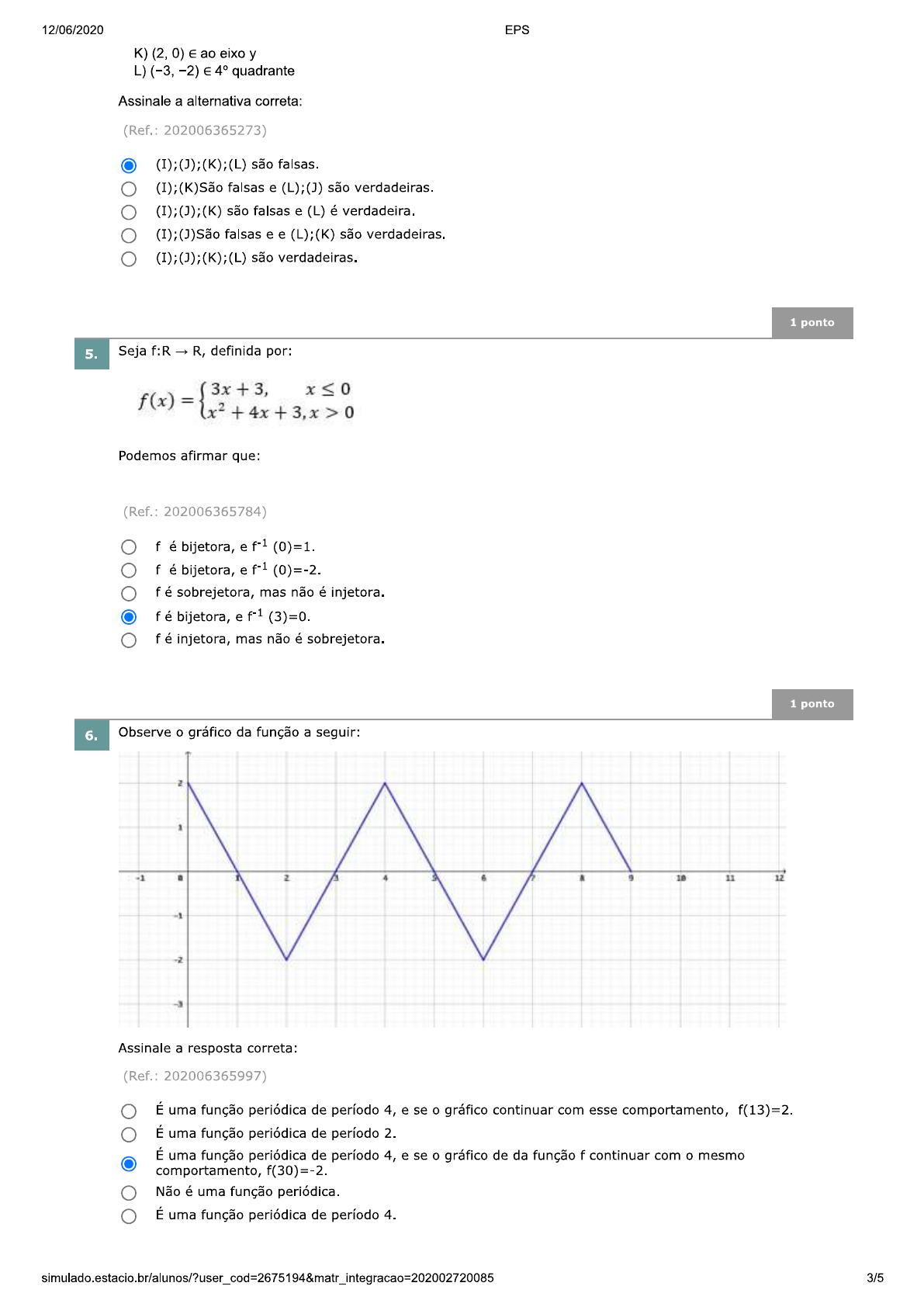 BASES MATEMÁTICA AV1 EAD ESTÁCIO 2020 1 - Bases Matemáticas Para Engenharia