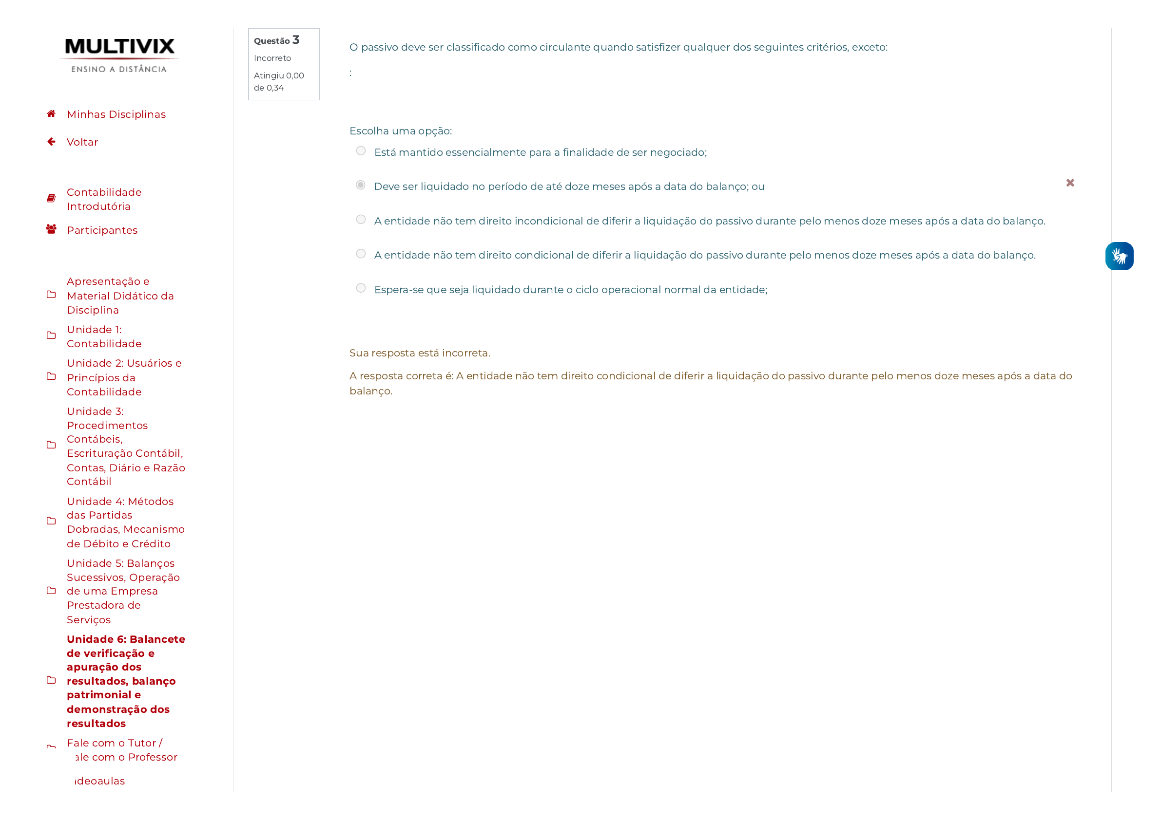 Grátis: UN 6 - Avaliação Objetiva Revisão da tentativa Contabilidade  Introdutória - Questões Resolvidas com Gabarito em PDF, image size:2382x1684