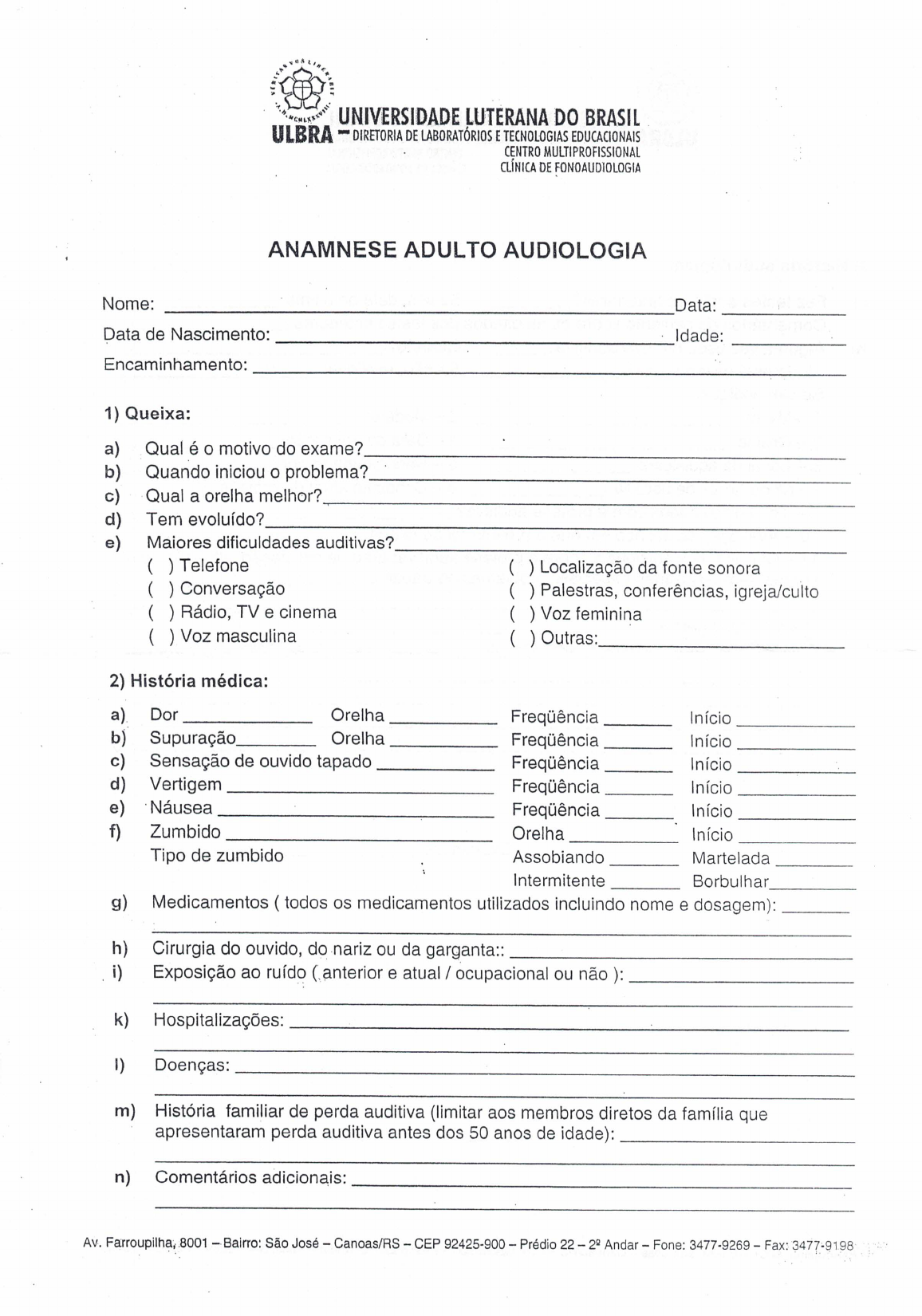 Anamnese Adulto, PDF, Psicoterapia